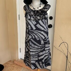 KAS New York black silver Silk dress Size L/M🌹